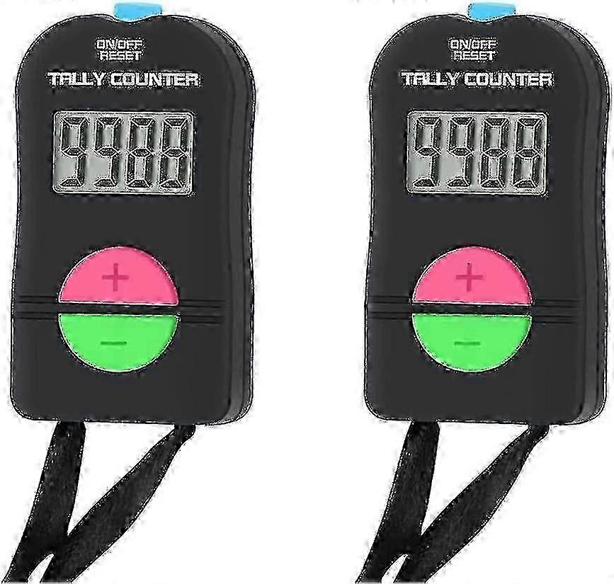 2 Pcs Electronic Counter, Digital Hand Tally Counter Electronic Manual Clicker With Lanyard Add Subtract Model