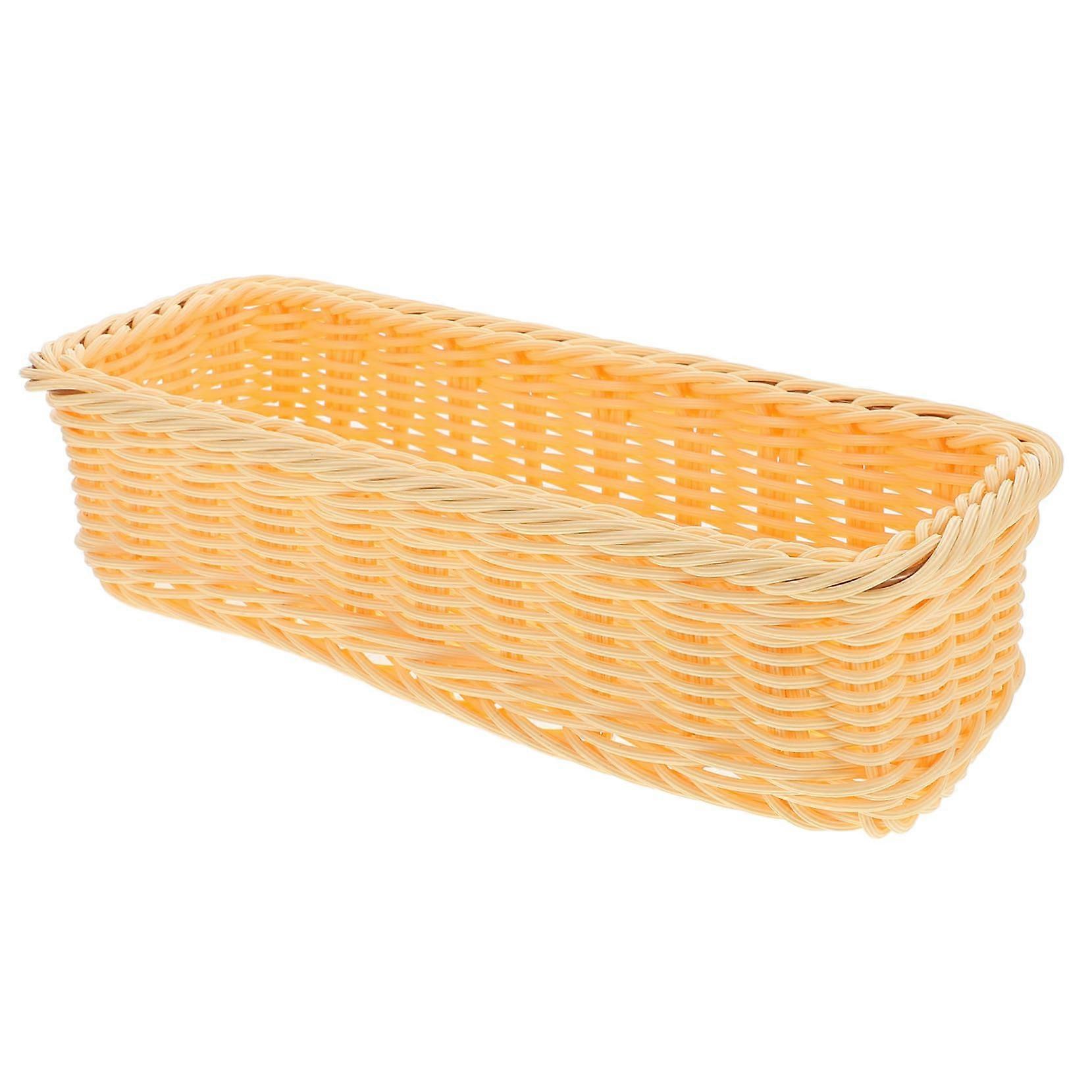 Faux Rattan Chopsticks Basket Large Capacity Utensil Organizer Built In Drainage Forks Flatware Countertop Holder