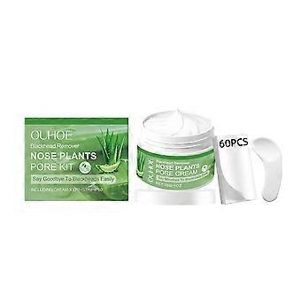 30g + 60pcs nose strips + spoon blackhead nose mask set. Gently cleanses blackheads and whiteheads, tightens and refines pores. Apply nose mask.