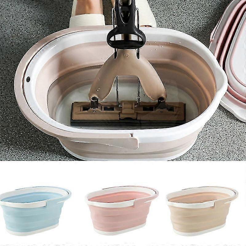 Foldable Mop Bucket Collapsible Portable Wash Basin Dishpan With Handle For Outdoor @BUGU