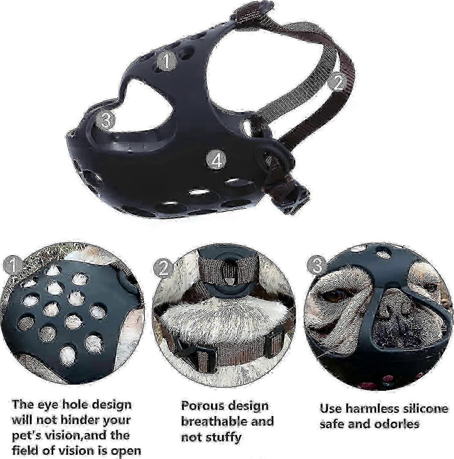 Soft Silicone Dog Muzzle for Short Snout Breeds - Anti-Bite Chew Proof for Flat-Faced Dogs