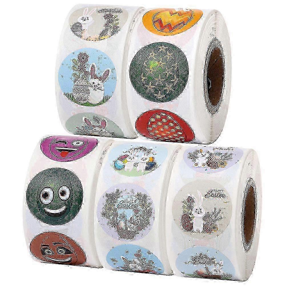 5 Rolls of Creative Easter-themed Tape Decorative Rabbit And Egg Pattern Sticker