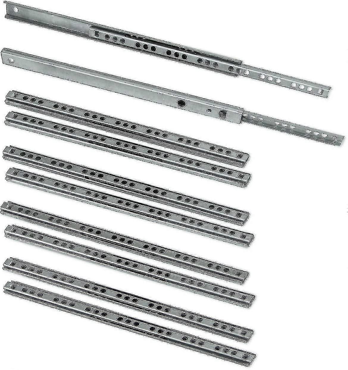 Pack Of 5 Pairs (10 Pieces) Slides/ball Slides Extract Part 17mm X 278mm For Drawer, Zinc Plated