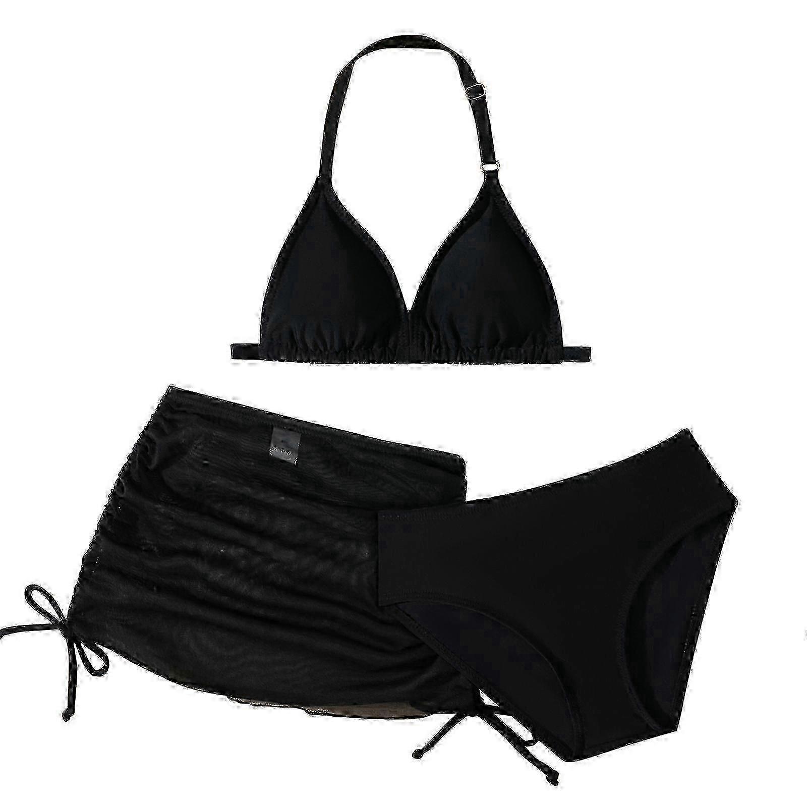 Three Piece Children's Girls Bikini Split Swimsuit Set