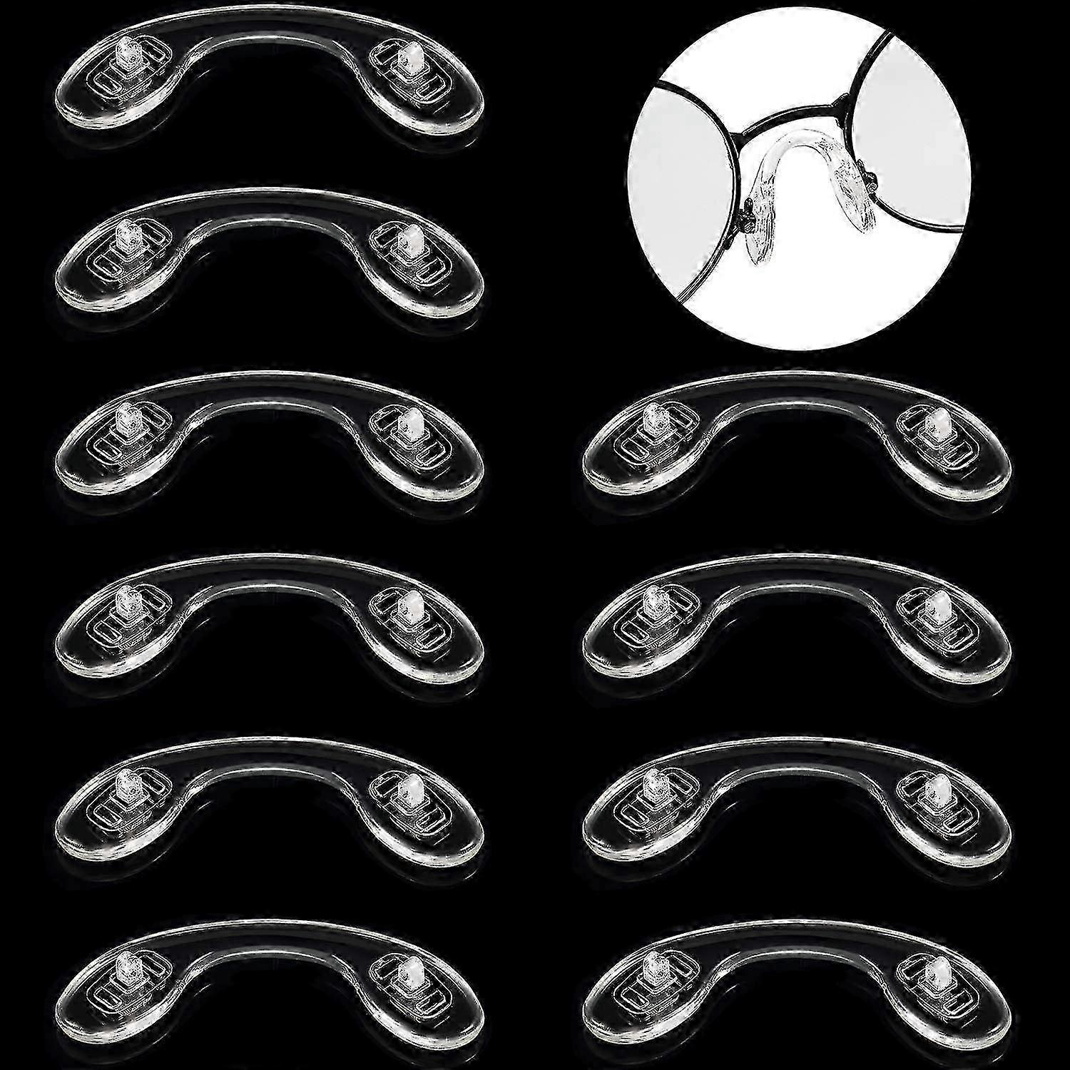 10 Pairs Soft Silicone Nose Pads U-shaped Nose Bridge Pads Screw-on Glasses Nose Pads Non-slip Nose Bridge Glasses Nose Guard (1.57inch)