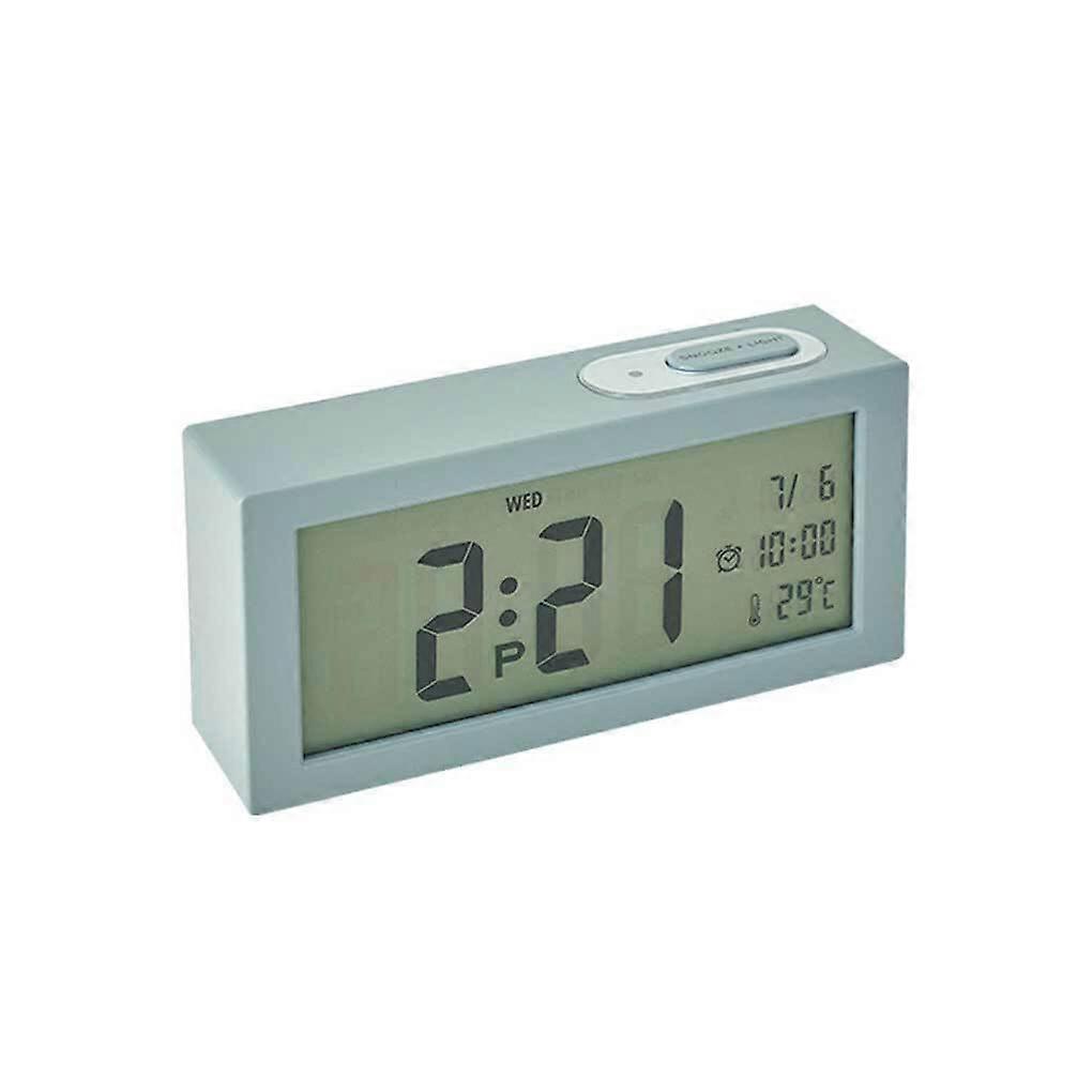 Electric Alarm Clock With Calendar Digital Bedside Desk Clock Temperature Humidity Meter Thermometer Gray