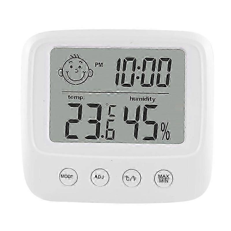 LCD Electronic Digital Temperature Humidity Meter Indoor Outdoor Thermometer Hygrometer Weather Station Clock Thermohygrometer-With backlight