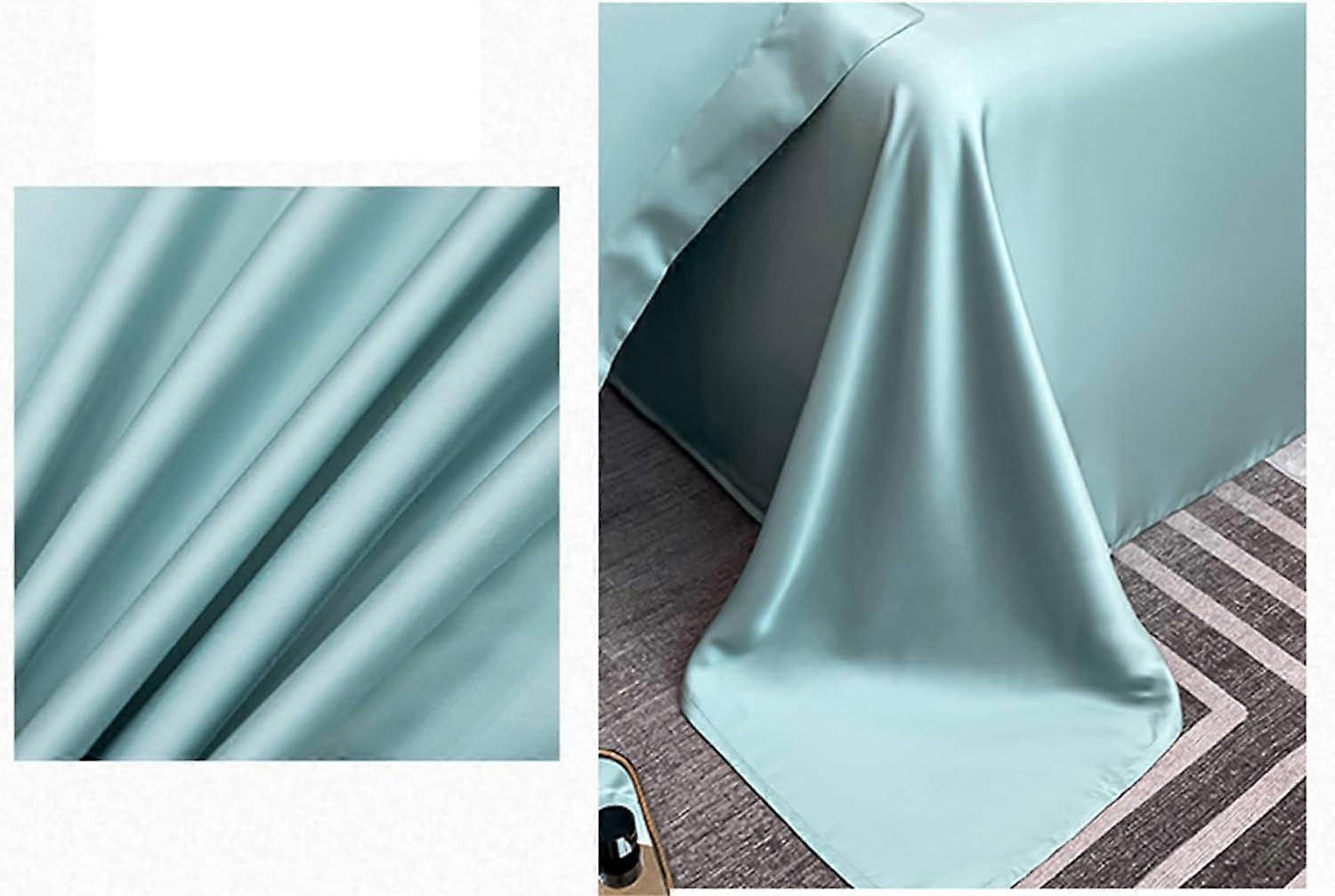 Sheets for King Size Bed 96 x 96 In Lyocell Bedspread Queen Size Lake Blue Solid Color Queen Bed Set