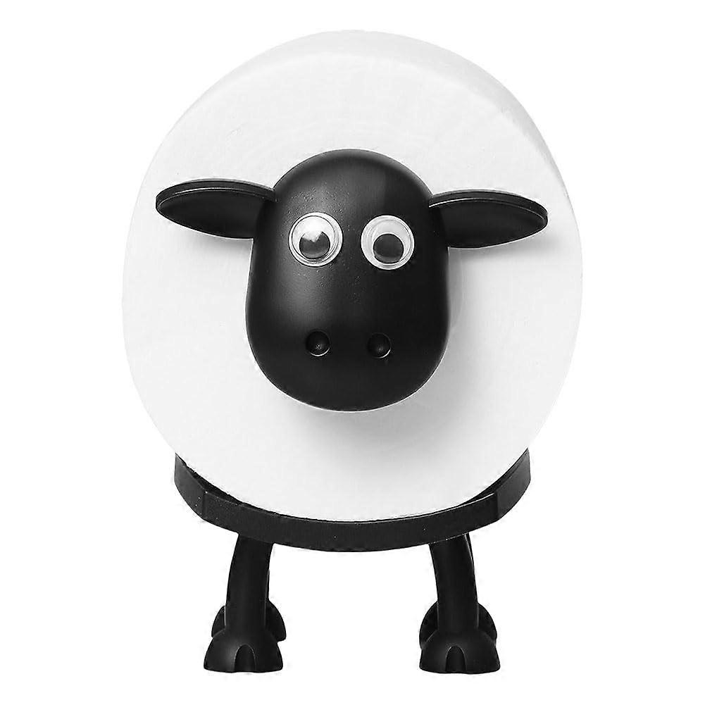 Sheep Toilet Paper Holder  Standing 3Piece Set Black Loo Roll Storage Quirky Animal Design