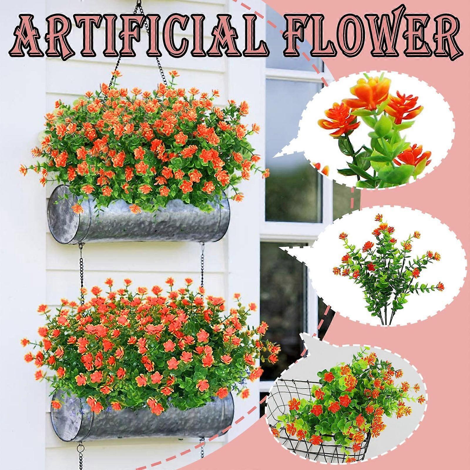 Begine 8Pc Artificial Flowers Clearance,Artificial Flower Single Color 8Pc Sunset,Orange