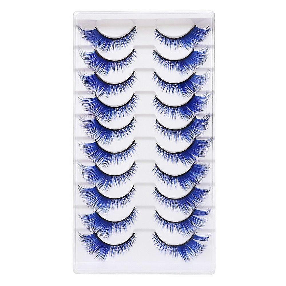 10 Pairs Soft Fluffy Cat Eye Eyelashes Colorful Fox Eye Lashes  for Cosplay Party Stage Masquerade