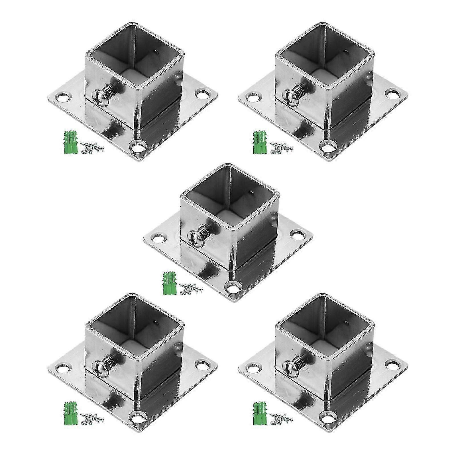 5Pcs Square Post Flange Support Heavy Duty Sol Post Flange Fence Post Bas