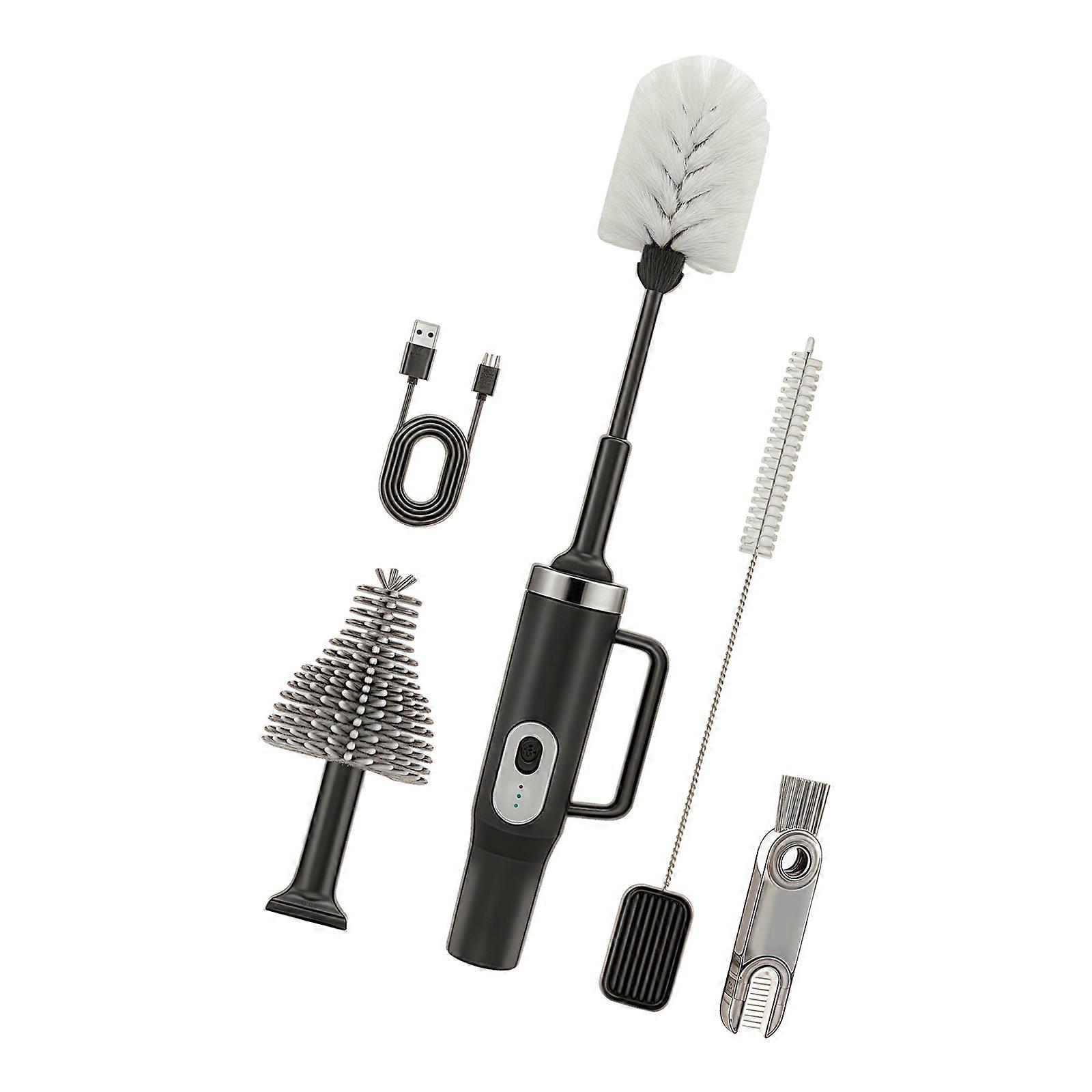 Mobile 5 Appendage Infant Bottle Cleaner Electric Whirling Brush With Extended Handle for Tight Sectors Multicolor