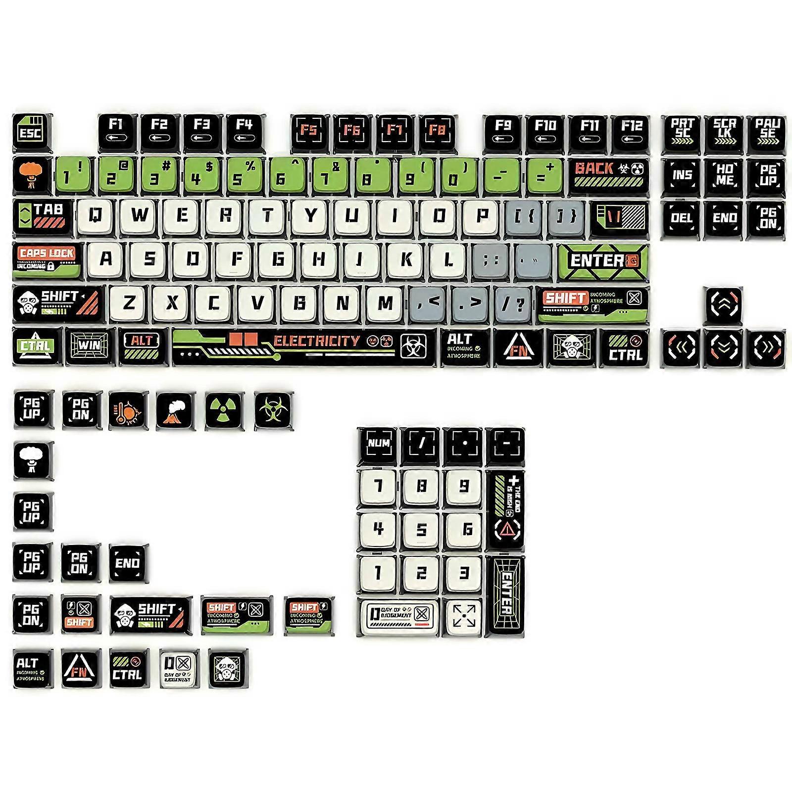 Ergonomic 125Key Keycap Set With Doomsdays Skys Graphics PBT+PC Construction Dye Sub Printed For MX Switches Keyboards Multicolor