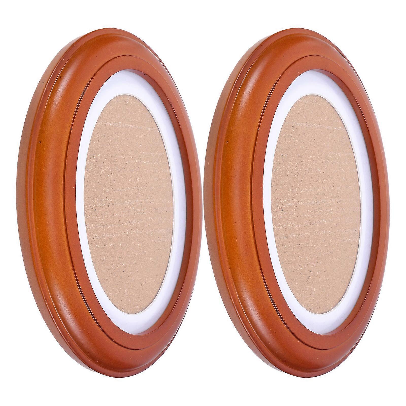 Brown Oval Picture Frames for Wall Hanging 2Pcs Rustic Home Decor