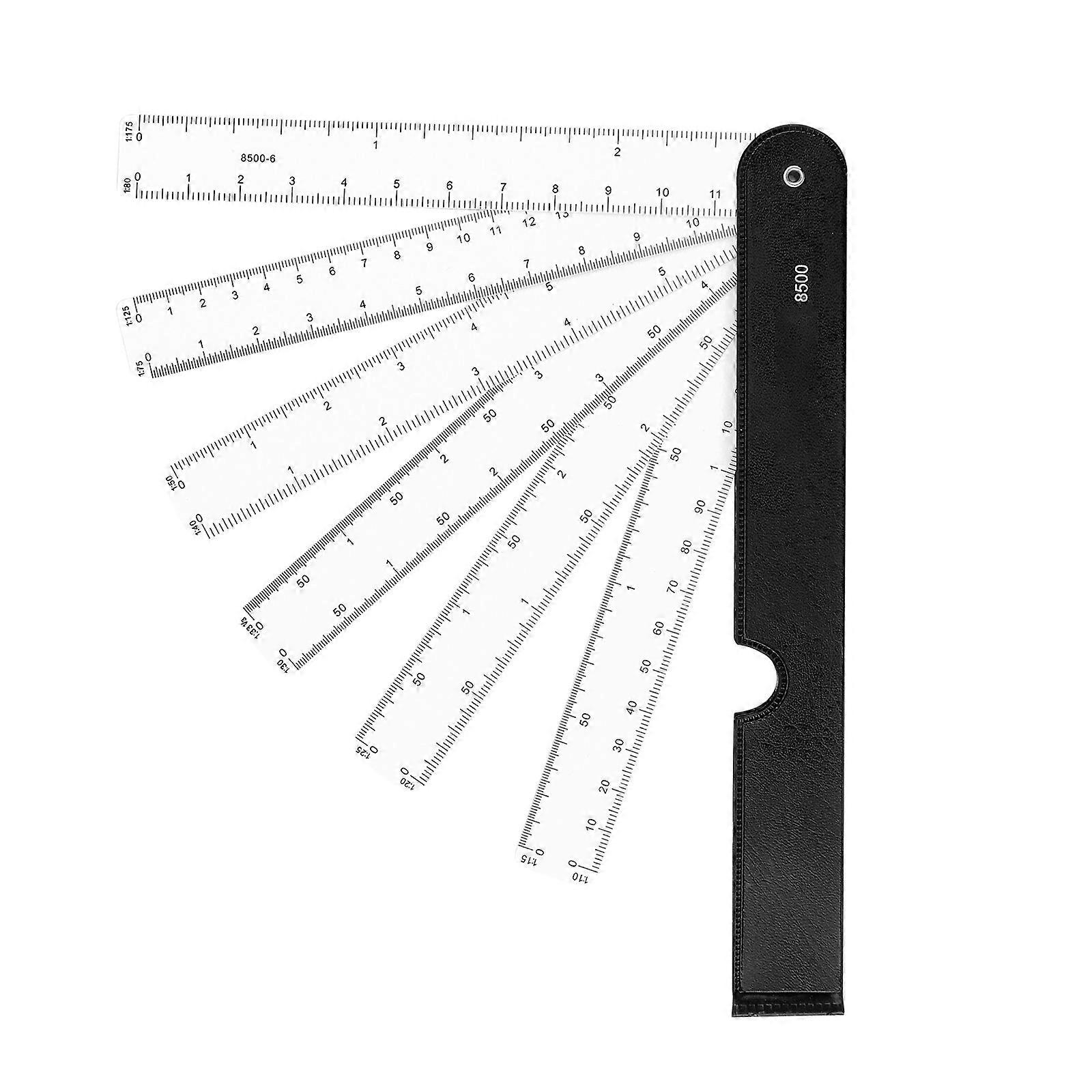 Multipurpose Engineering Ruler Folding Portable Ruler Fan Shaped Scale Ruler Ergonomic Handle for Measuring and Drawing Multicolor