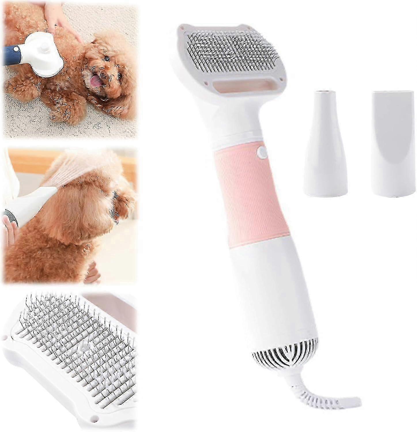 Fén pro psy 3 v 1 se samočisticím kartáčem a 2 typy trysek pro péči o psy a štěňata, 3 úrovně nastavitelné teploty