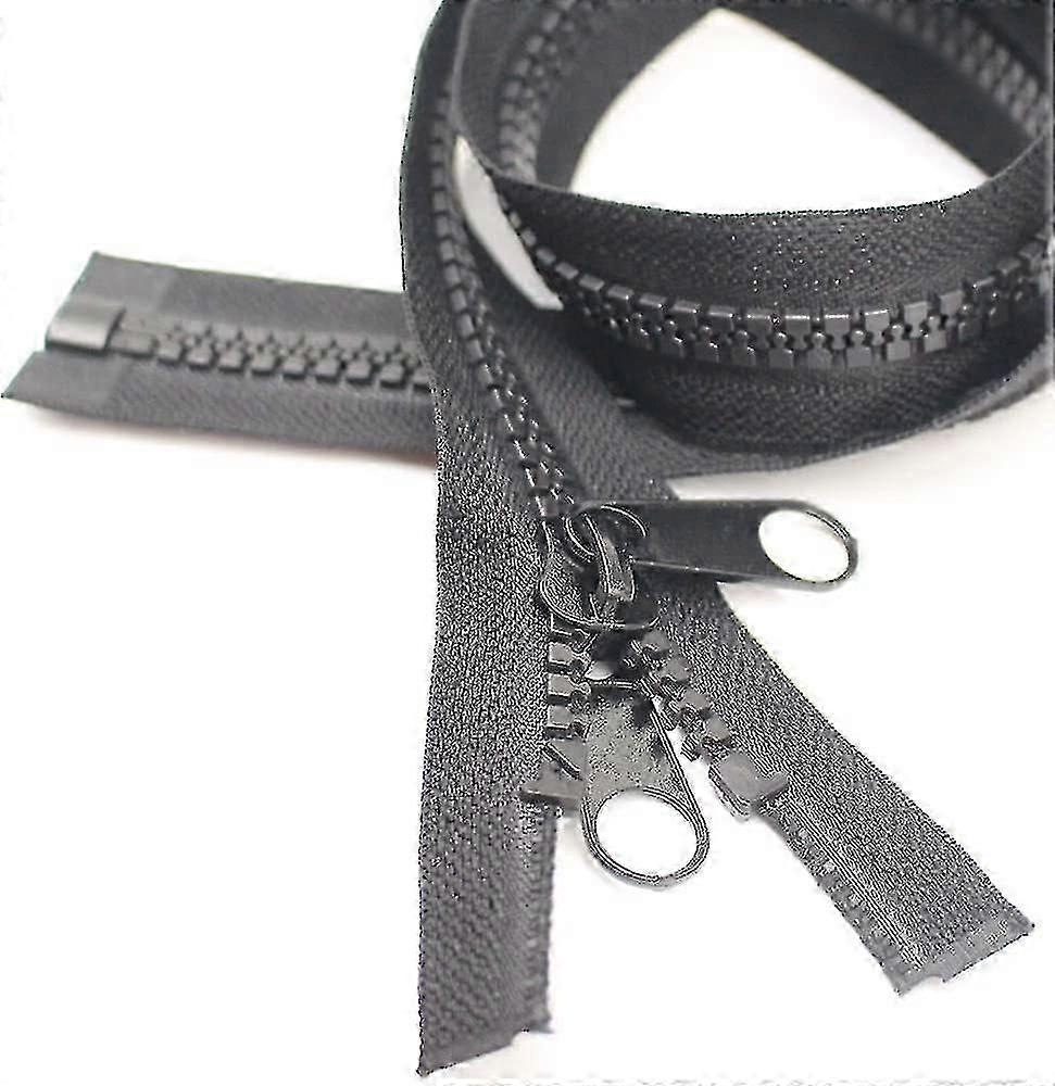 200 سم # 10 سحاب كبير قابل للفصل من البلاستيك سستة مزدوجة للخيمة ، قماش ، كيس نوم (DP Black) - B