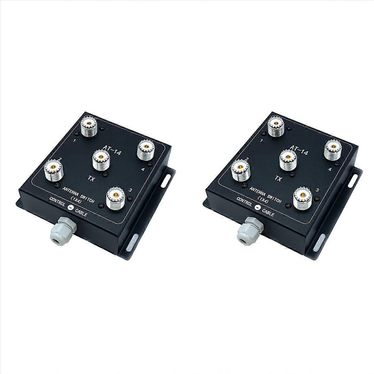 2X AT-14 4-Way Coax Remote Antenna Switch, Convenient Switching 1.8MHz-60MHz 500W PEP for Radio 