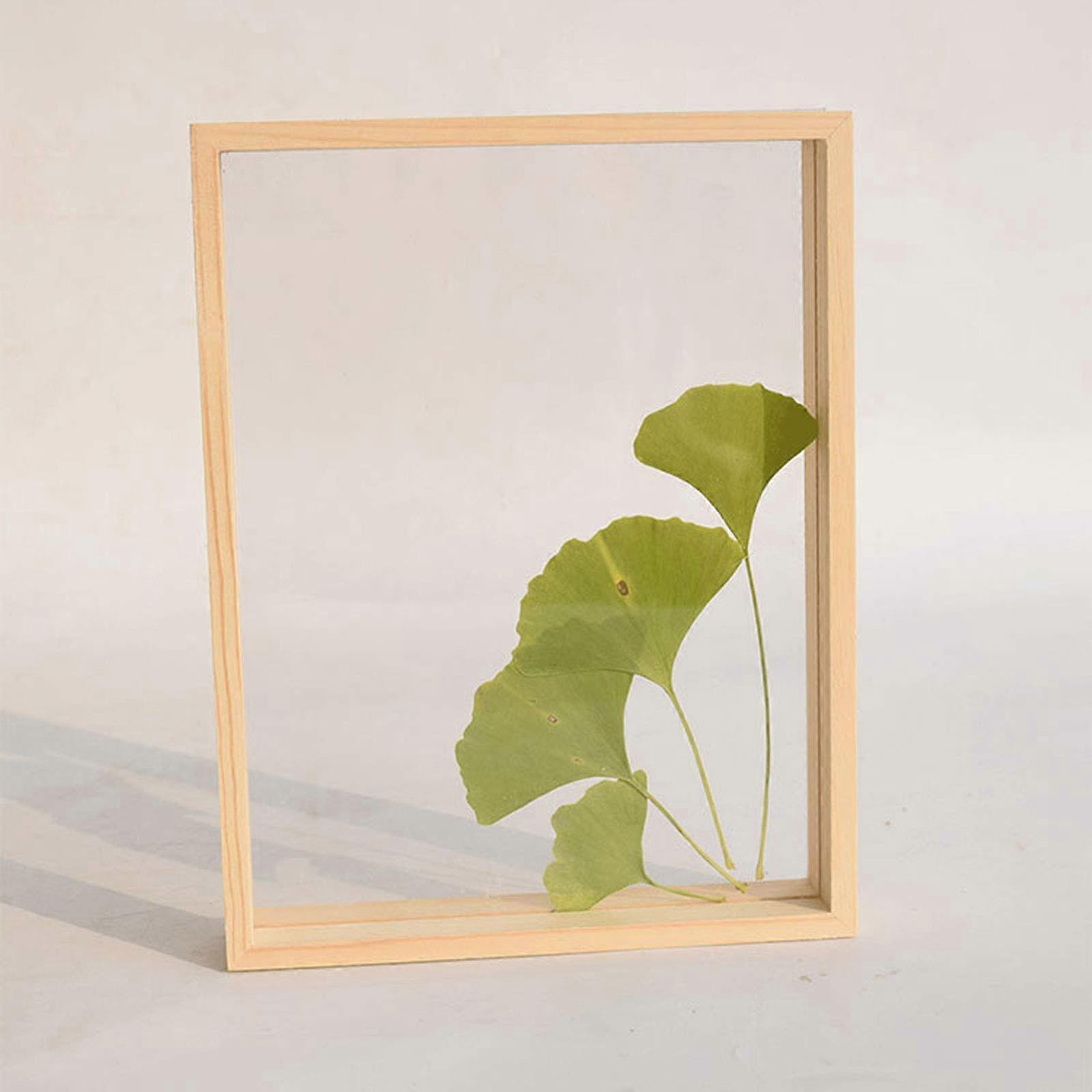 Wood Photo Frame Double Sided Transparent Display for Certificates Pressed Flowers Desktop 16 Inch