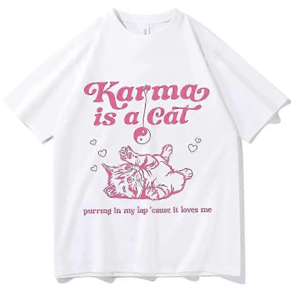 Short Sleeve Tee for Concert Goers with Feline Design and O-Neck