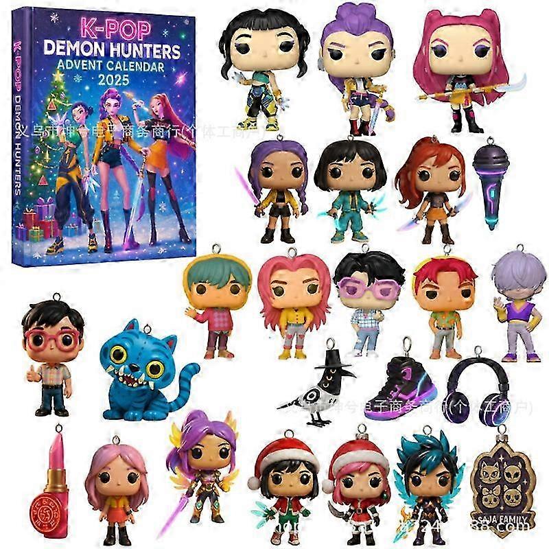 New 3D K Pop Demon Hunters Advent Calendar K-Pop Demon Hunters Rumi Mira Zoey Christmas Countdown Advent Calendar Gift 24 Days