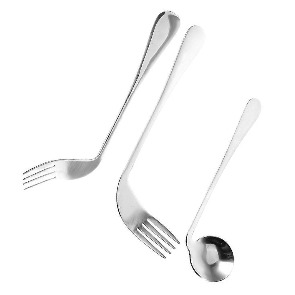 Weighted Adaptive Utensils for Elderly Spoon and Fork 1Set Silver Metal