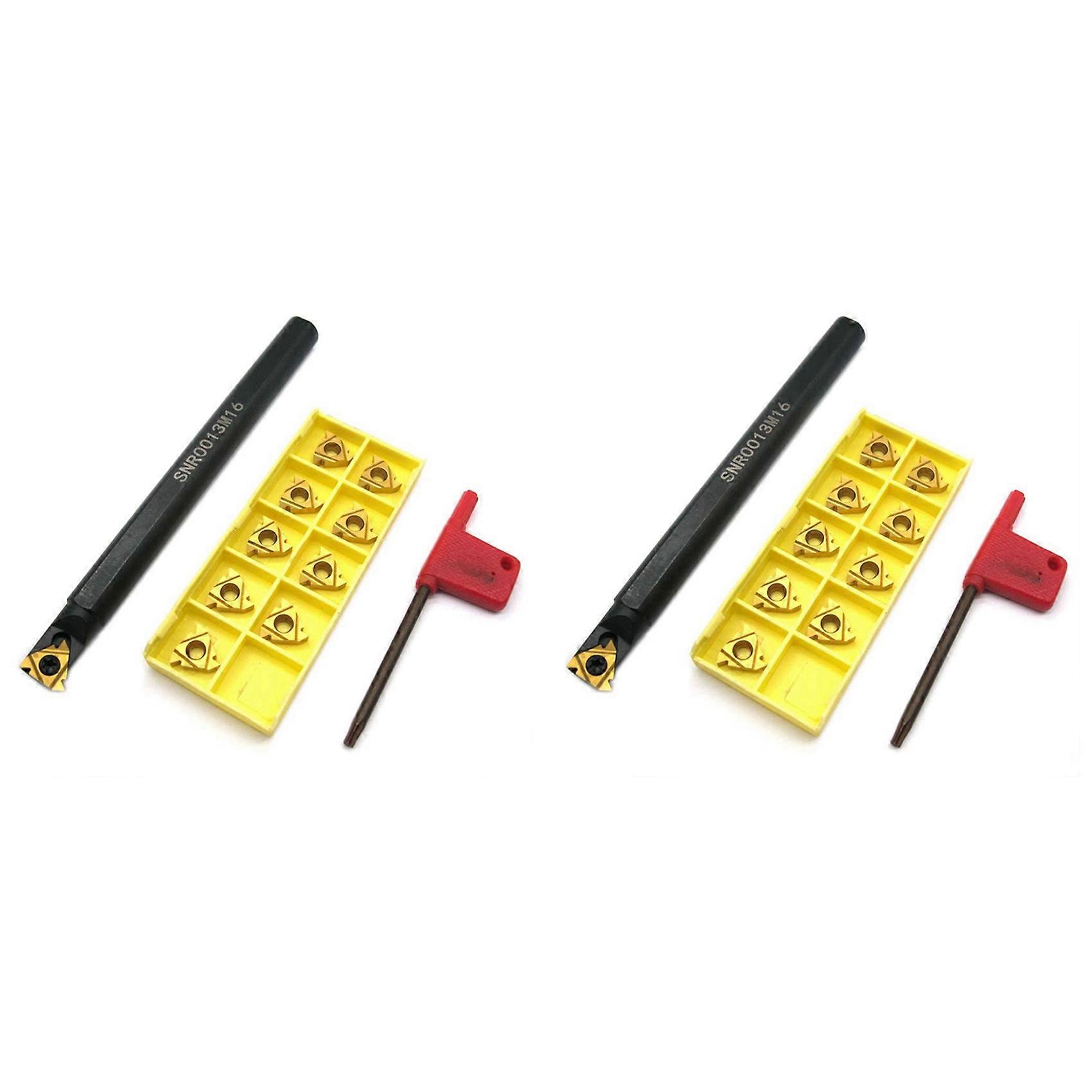 2pc 1/2 Inch Lathe Threading Boring Bar with 20Pcs 16IR AG60 Internal Threading Carbide Turning Inserts and T15 Wrench
