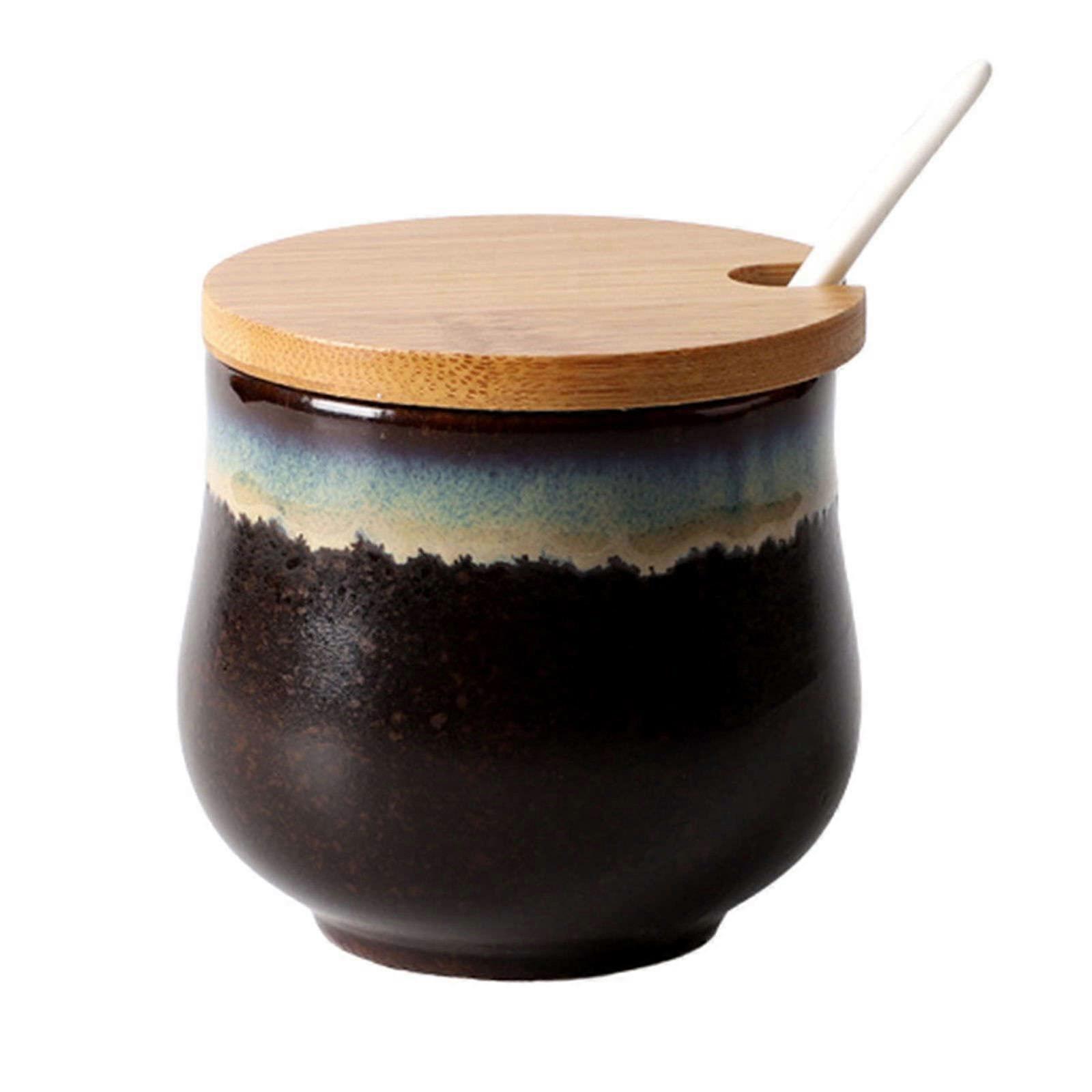 Sugar Bowl 200ml Ceramic Sugar Container with Lid and Spoon for Coffee Bar and Kitchen