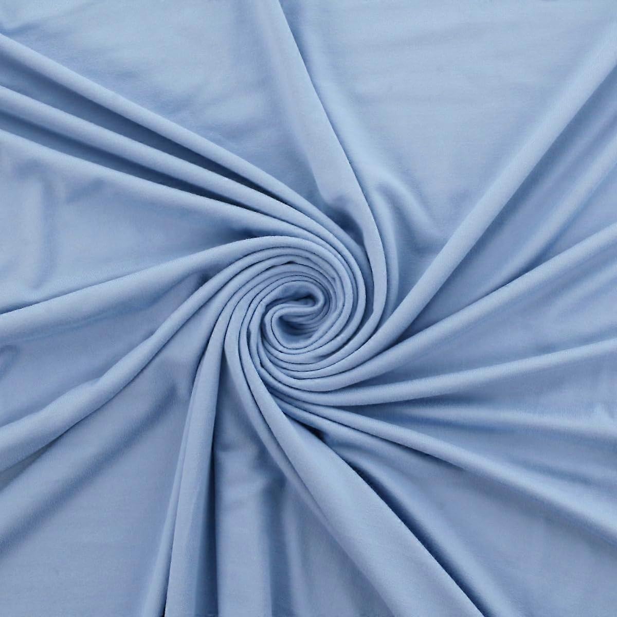 Double Brushed Polyester Fabric Soft 4 Way Stretch Dusty Blue Knit Material 1 Yard