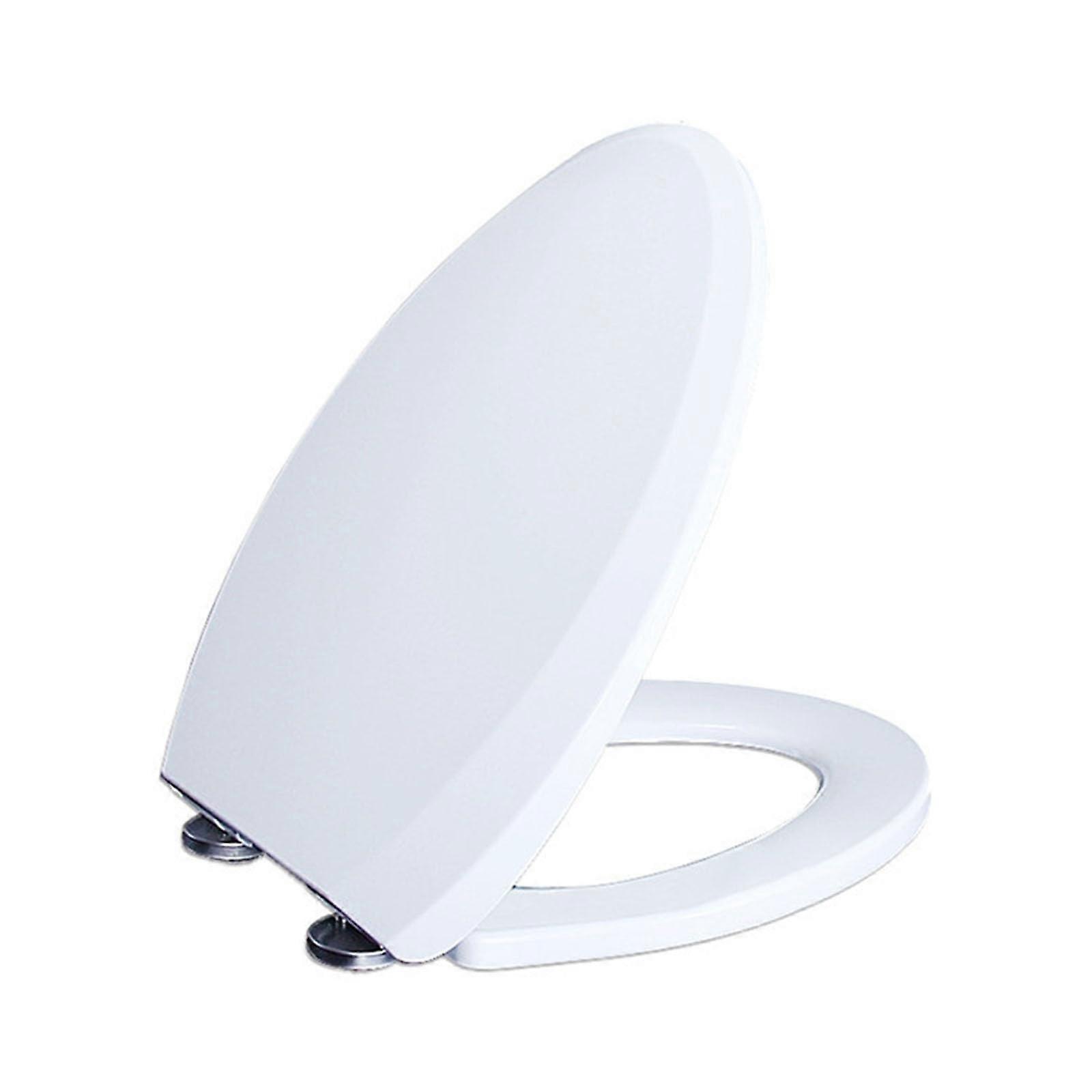 Slow Close Round Toilet Seat White with Quick Release Hinges, Universal Fit, Durable Gloss Finish