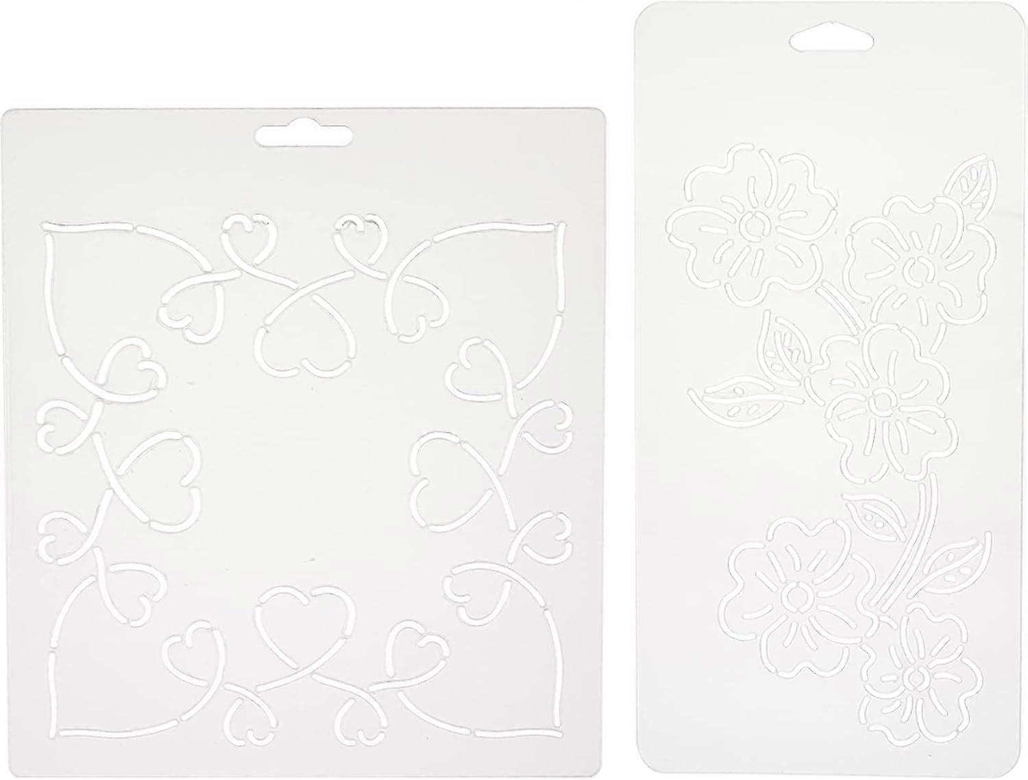 2Pcs Flower Line Quilting Stencil Kit Sewing Stencils Flower Reusable Template Stencils for Scrapbooking Drawing Tracing DIY