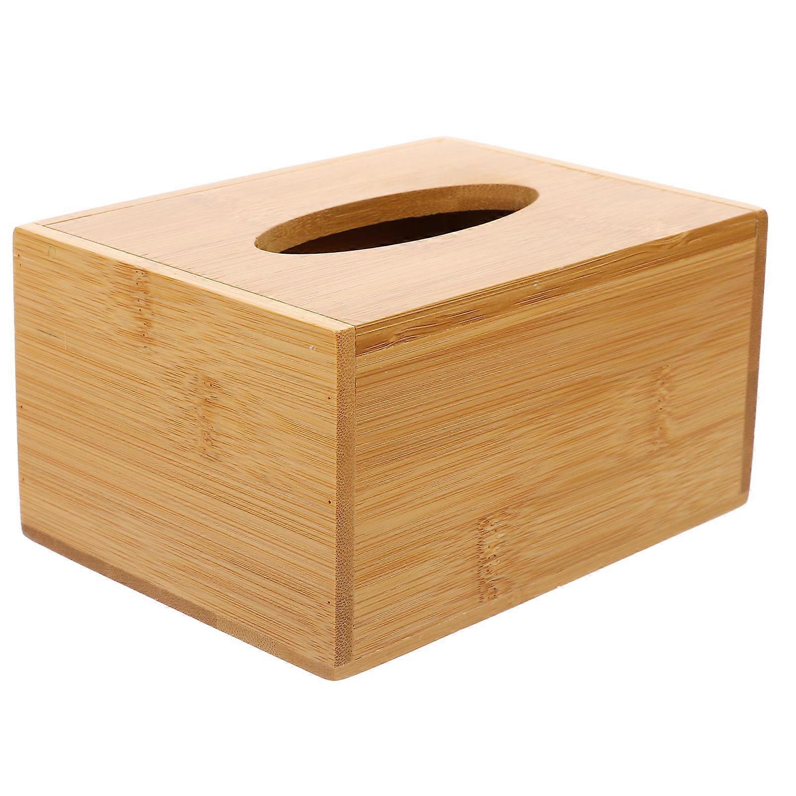 Rectangular Tissue Box Holder for Storage Use Bamboo Paper Dispenser Khaki