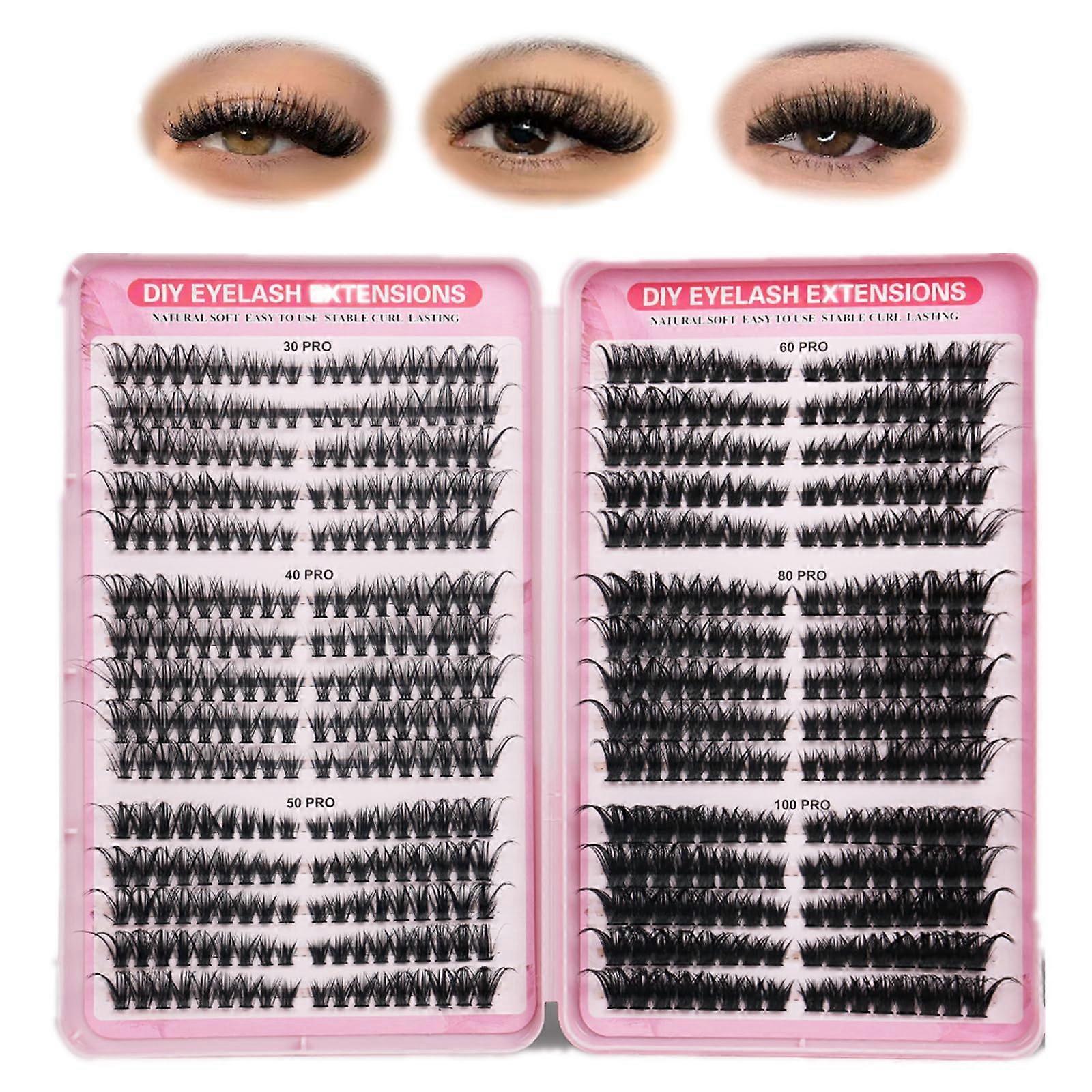 Eyelash Extensions Kit D Curl Wispy Cat Eye Lash Clusters 540pcs DIY Volume Lashes 816mm