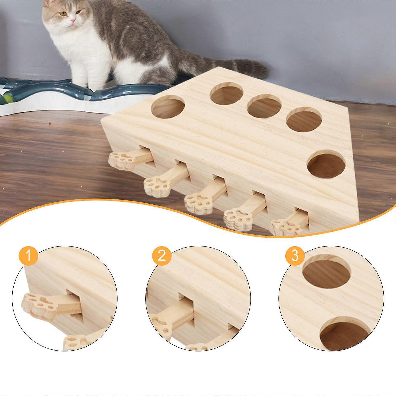 Whack A Cat Toy Interactive Cat Toy Exercise, Fun, Keeps Pet Entertained Enrichment for All Ages Cats Kittens Wooden
