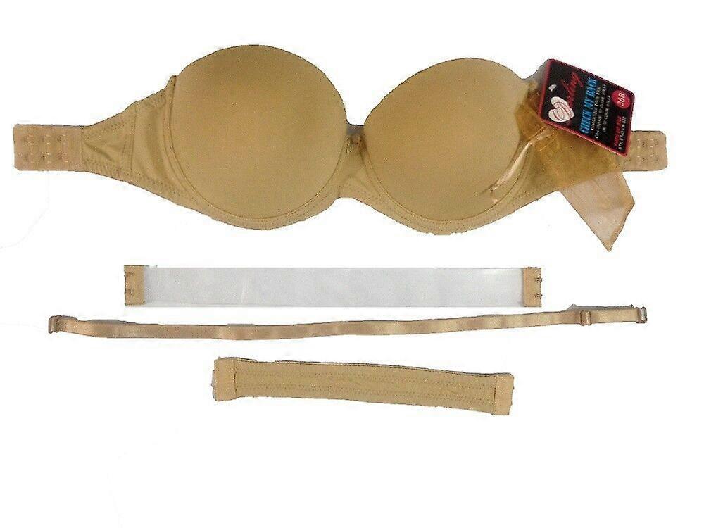 Push-Up Transparent Back Strapless Bra With Multi Bra Strap 32 34 36 38 40 ABCD