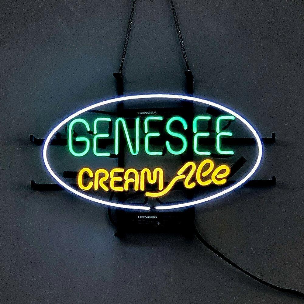 Classic Cream Ale Real Glass Neon Sign - Handmade Vintage Beer Heritage Wall Art for Bar, Man Cave & Pub Decor - 17"x14"