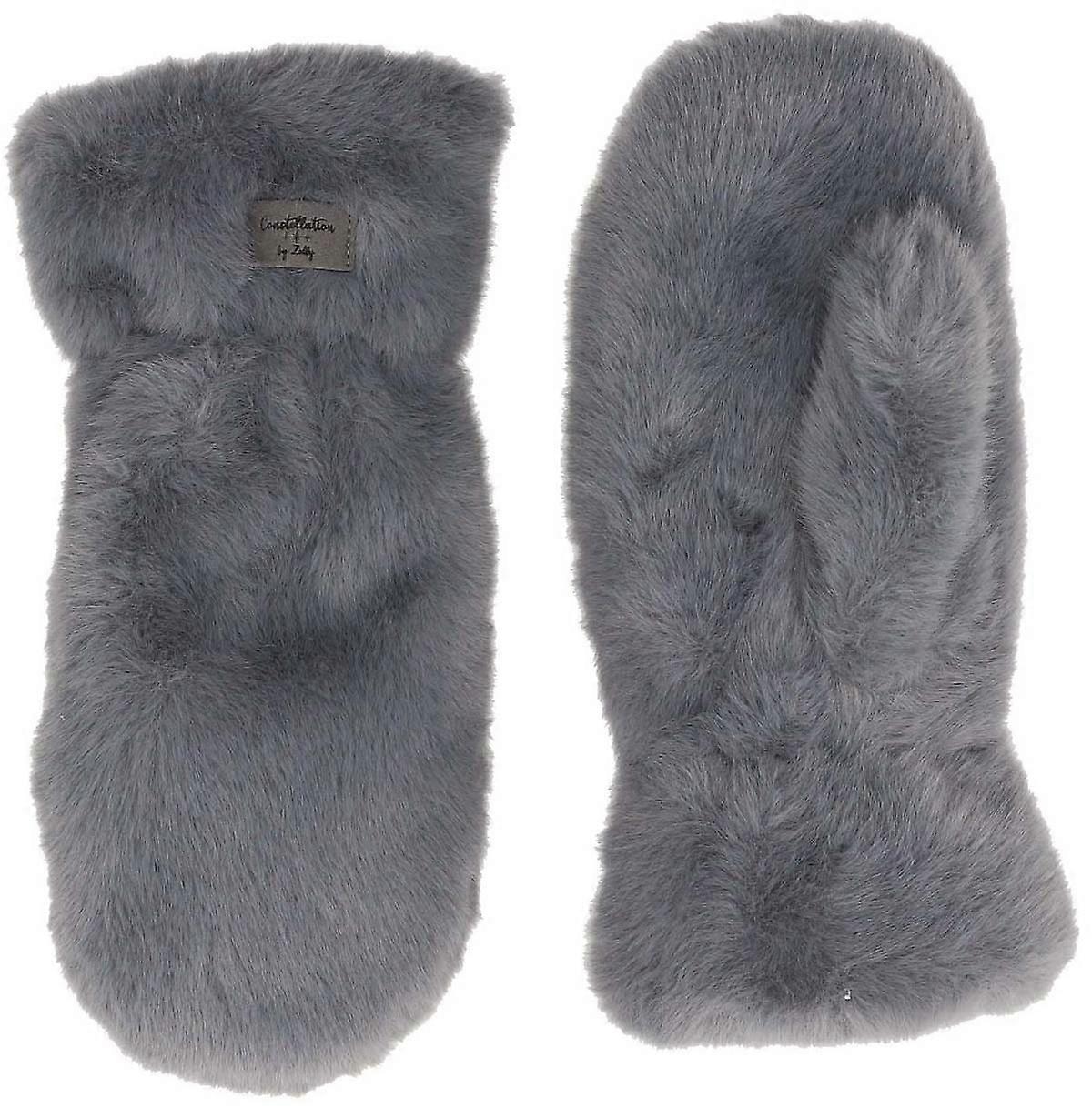Zelly Constellation Faux Fur Mitts - Grey