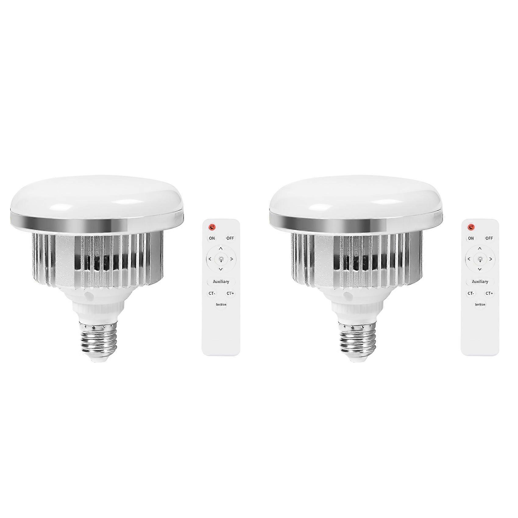2X 85W LED Photographic Lighting Bulbs E27 Base Lamp with Remote Control Dimmable Daylight Bulb for Photo Studio Softbox