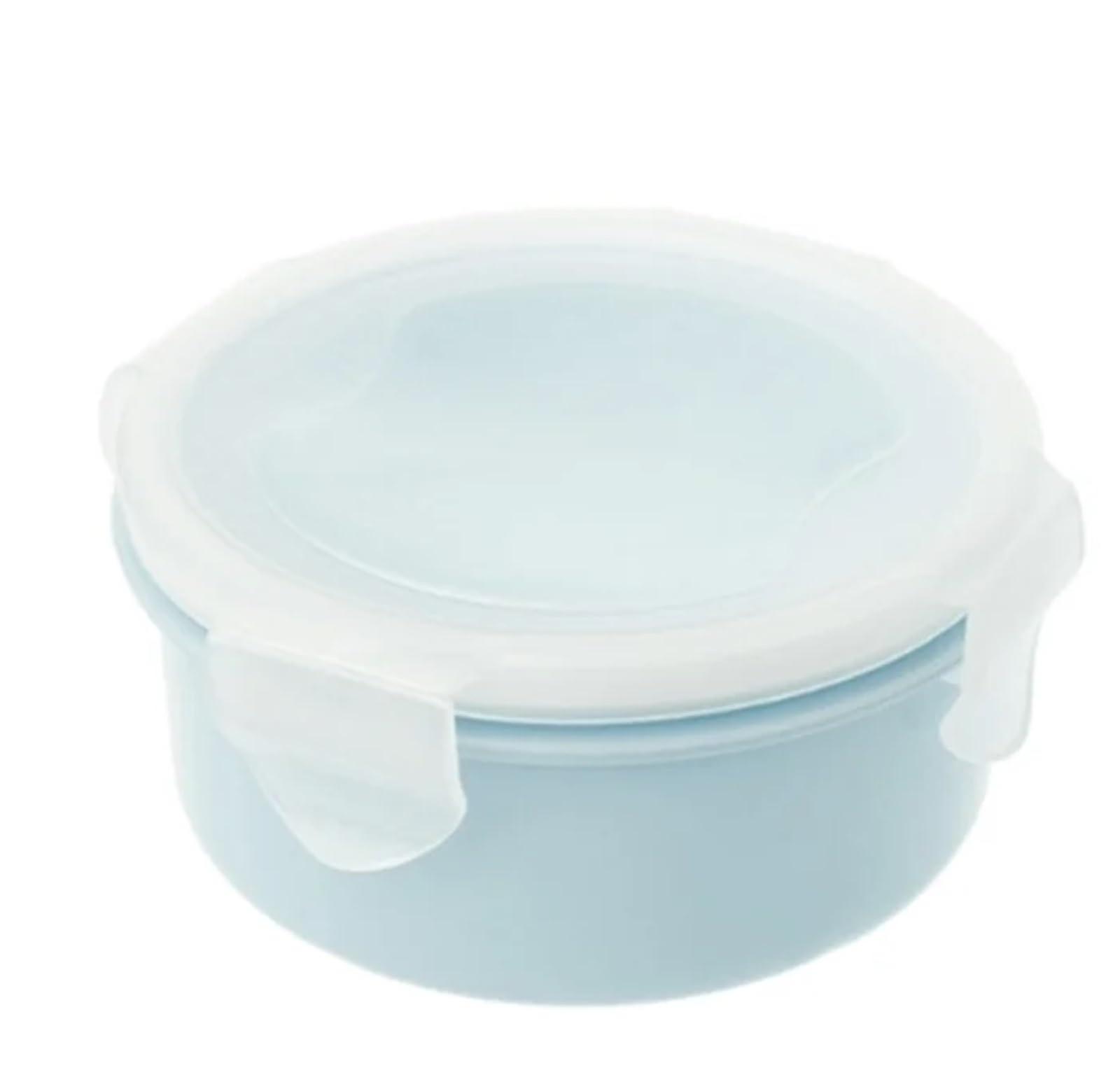 4pcs Round Mini Fridge Food Storage Containers, Stackable Microwave Safe Kitchen Storage Box (Blue)