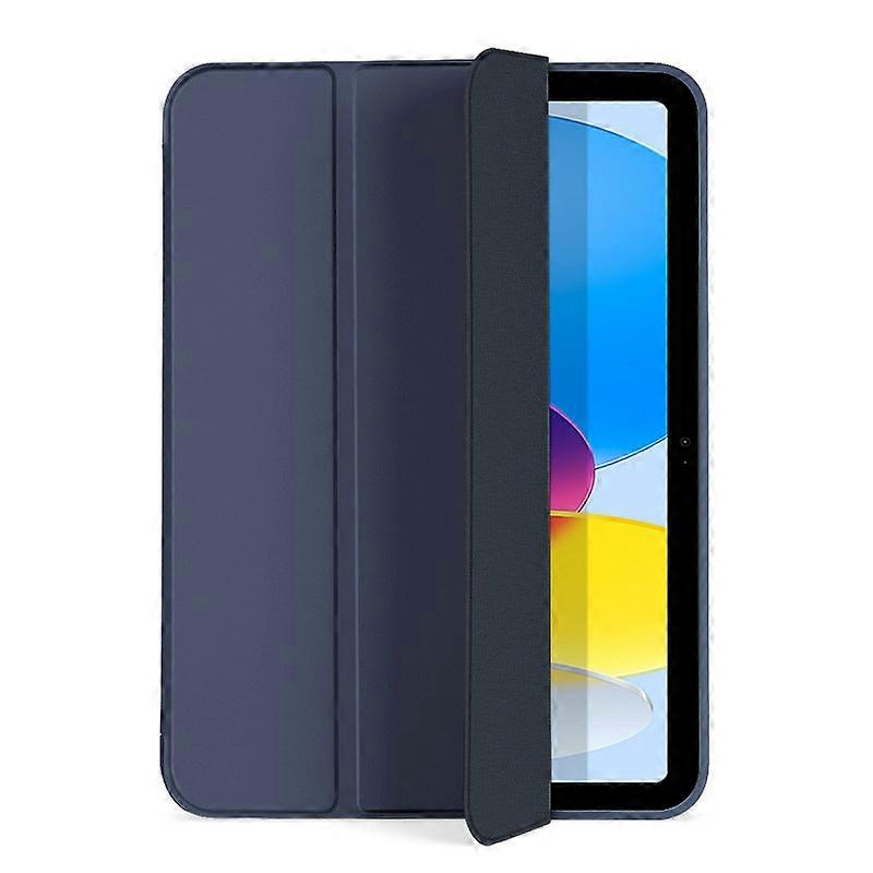 Stylish Case For Ipad Pro11 2024 Navy Blue Tri-fold Soft Leather
