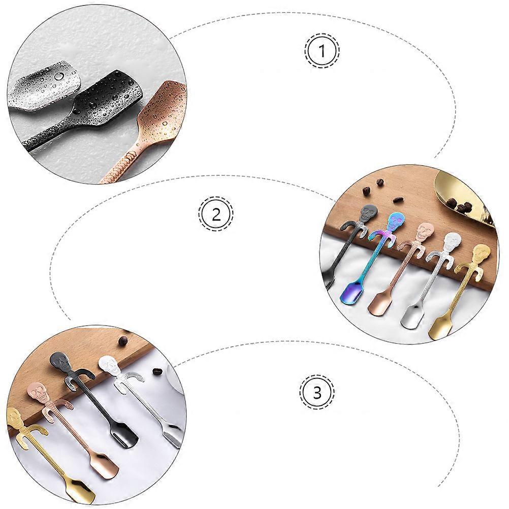 Coffee Spoon Hanging Cup Function 2Pcs Set Odorless Black Stainless Steel