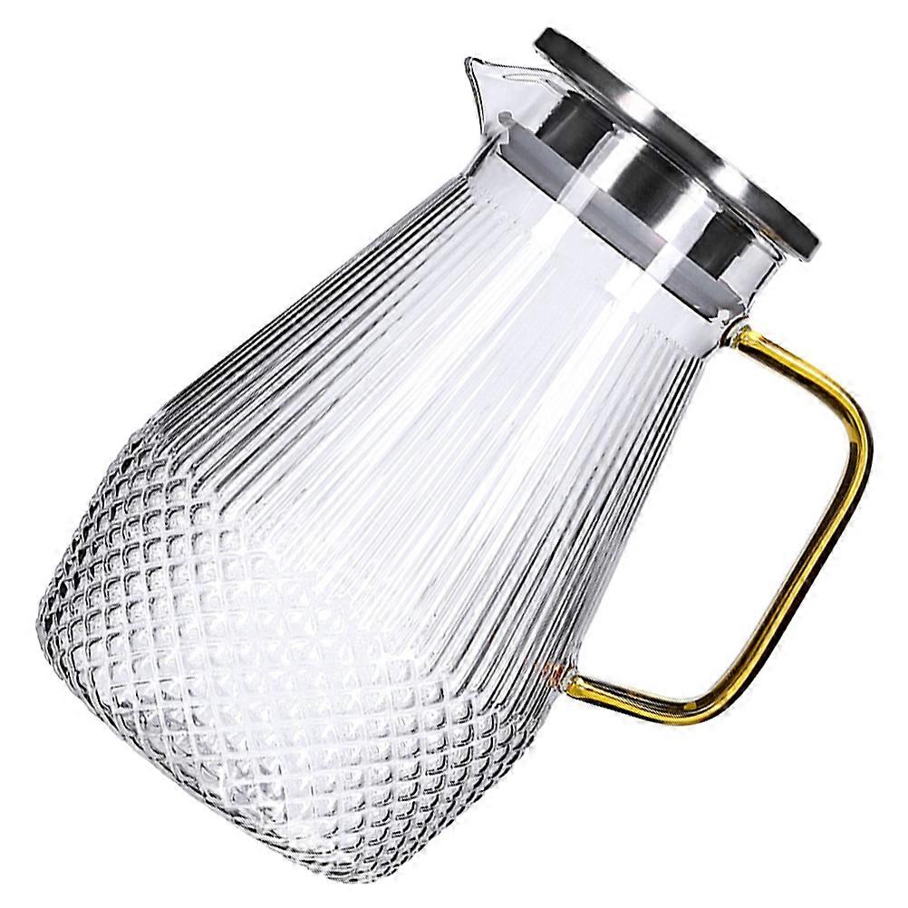 Glass Water Jug Vertical Pattern Diamond Pitcher for Storage Use 1Pcs