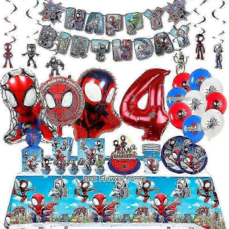 2024년 2월 25일~26일 스파이더맨 생일 파티 풍선 장식, 스파이더맨과 그의 멋진 친구들 이벤트 용품, 일회용 식기, 배너 (어린이용)