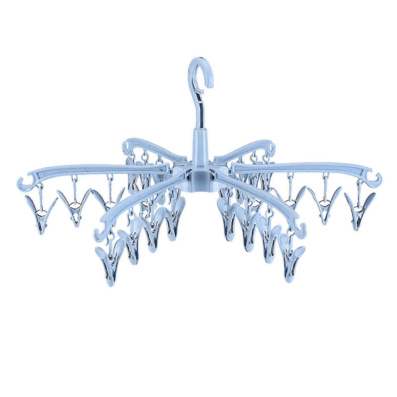 Foldable Drying Rack With 24 Clips Windproof Socks Hanger