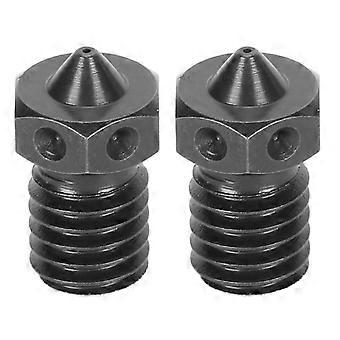 2 Stück 3D-Extruderdüse aus gehärtetem Stahl, 0,4 mm Öffnung, hochtemperaturbeständig, für V6 25-26 3D-Drucker