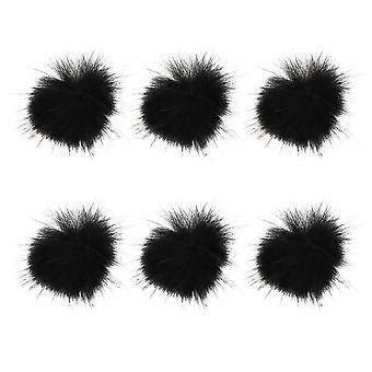 Nageldekorationen Schwarze flauschige Pompons für Nagelkunst 6er-Pack