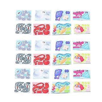 26-27 24 Pcs Puzzle Toy Ocean Animal Theme 3D Cartoon Puzzle Animal Model Crab Lobster Shark Turtle