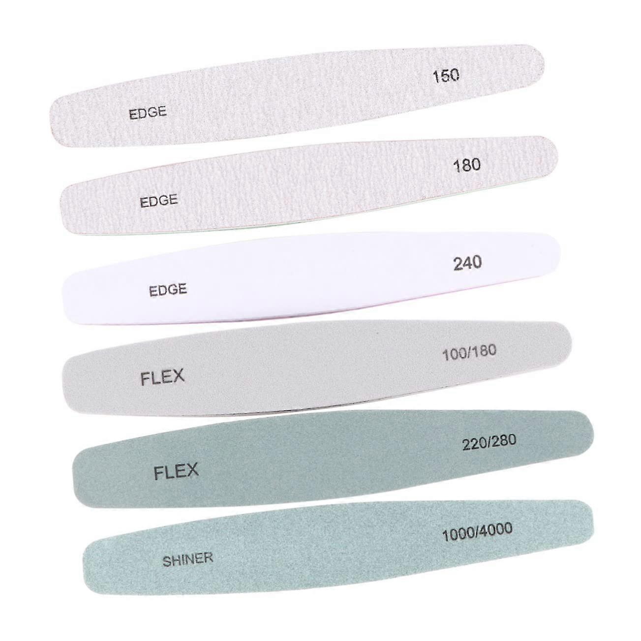 6pc Nail File Set with DoubleSided Nail Buffer Block, Durable EVA Core for Professional Manicure