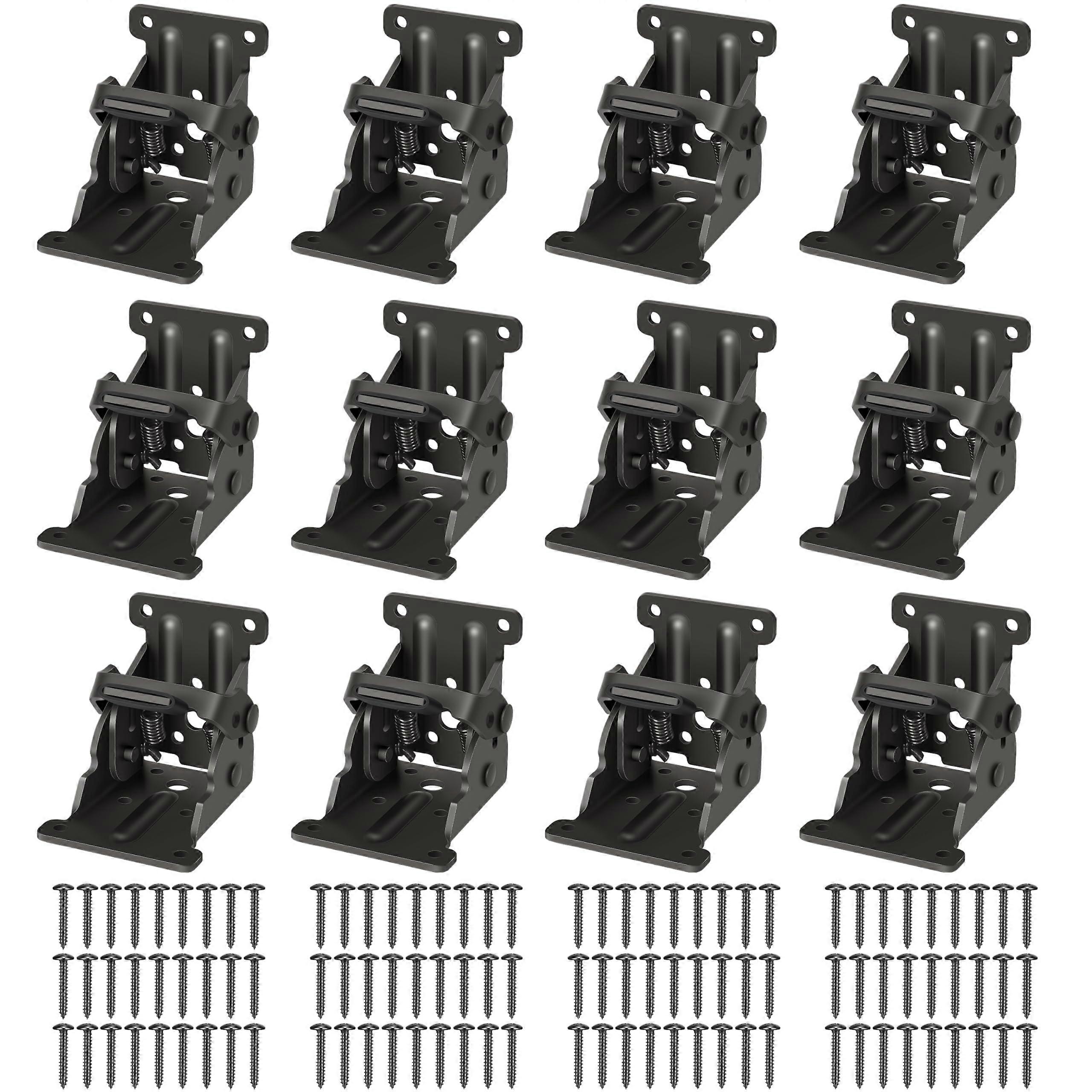 12 Pack Heavy Duty Folding Table Brackets with Self Locking Hinges and Screws, 500lbs Support